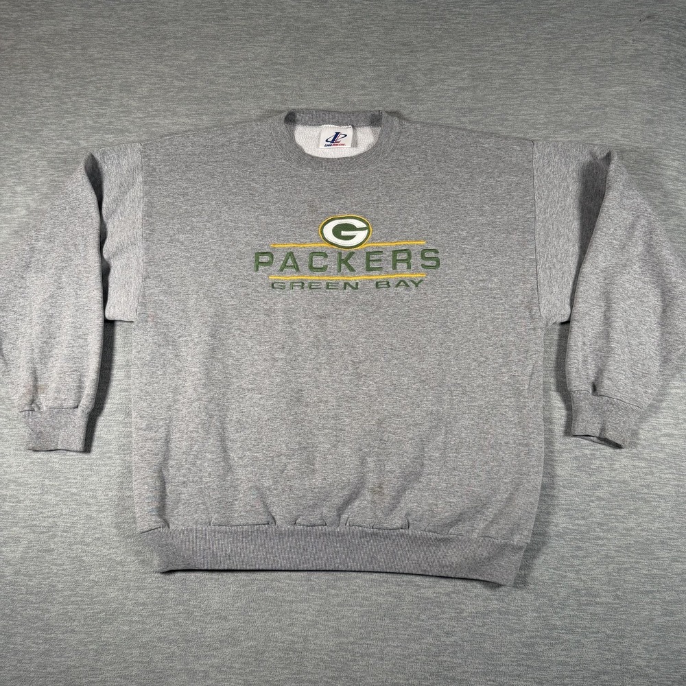 Vintage Green Bay Packers Sweatshirt Mens XL Gray NFL Football Logo Athletic 90s